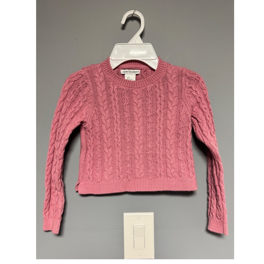 Cupcakes and Cashmere Girls Pink Cable Knit Sweater Size 5 Cozy‎ Boho Preppy